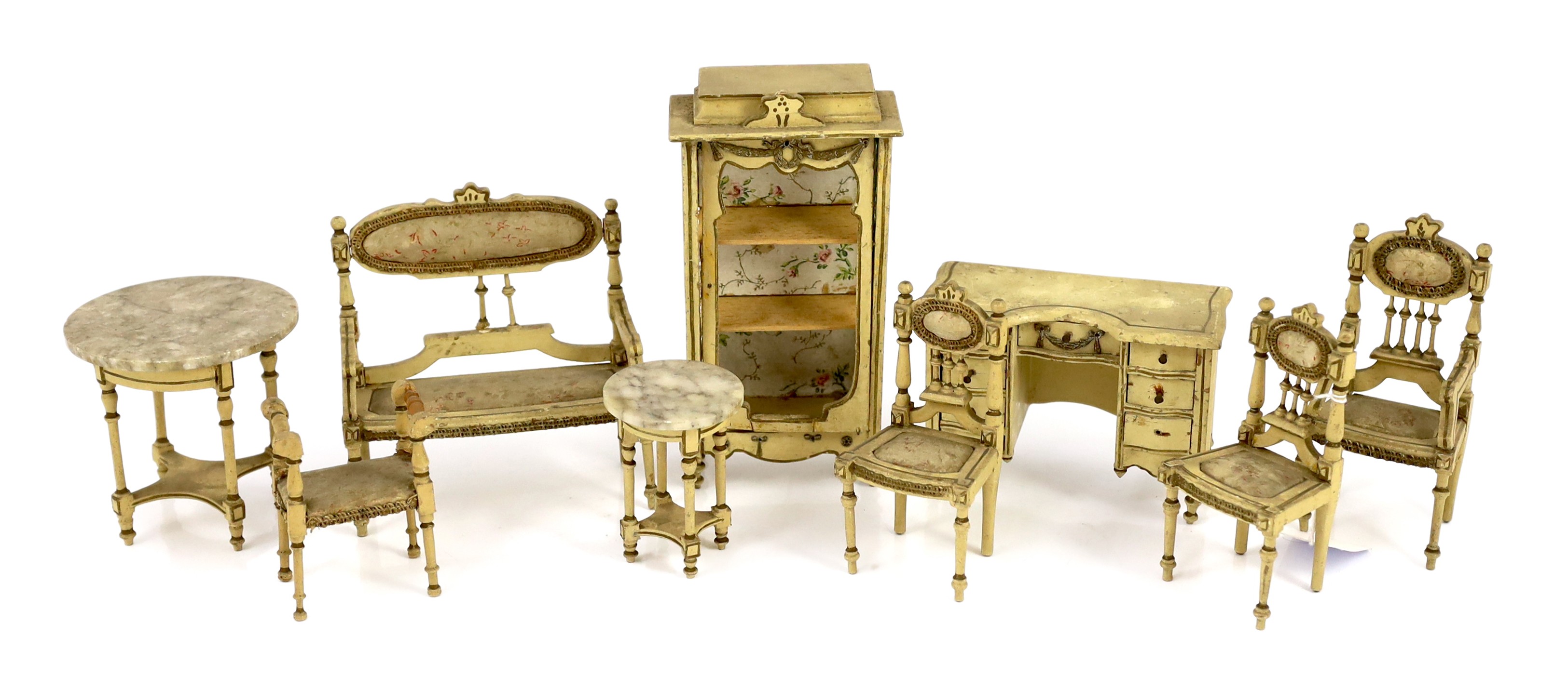 A suite of Paul Leonhardt larger scale dolls’ house furniture, circa 1925
